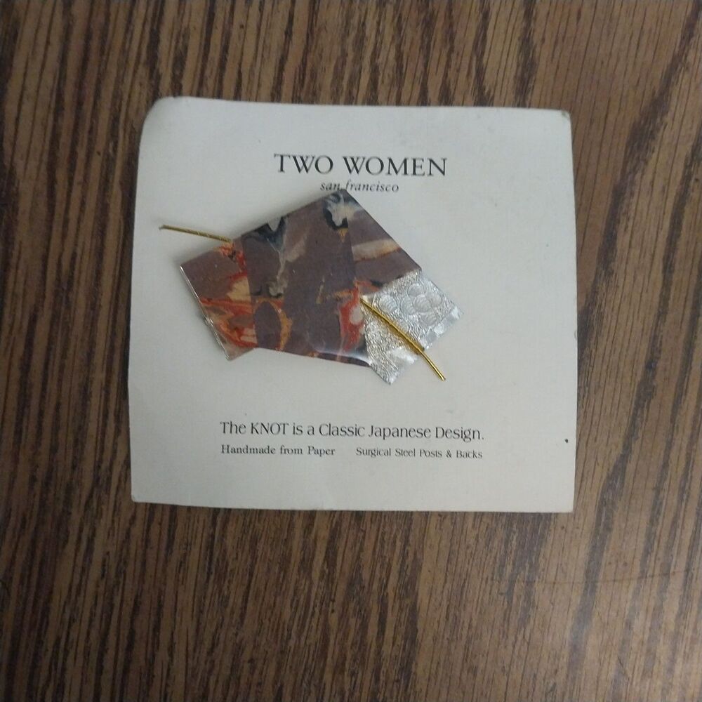 Two Women San Francisco Rectangular Brooch Handmade from Paper
